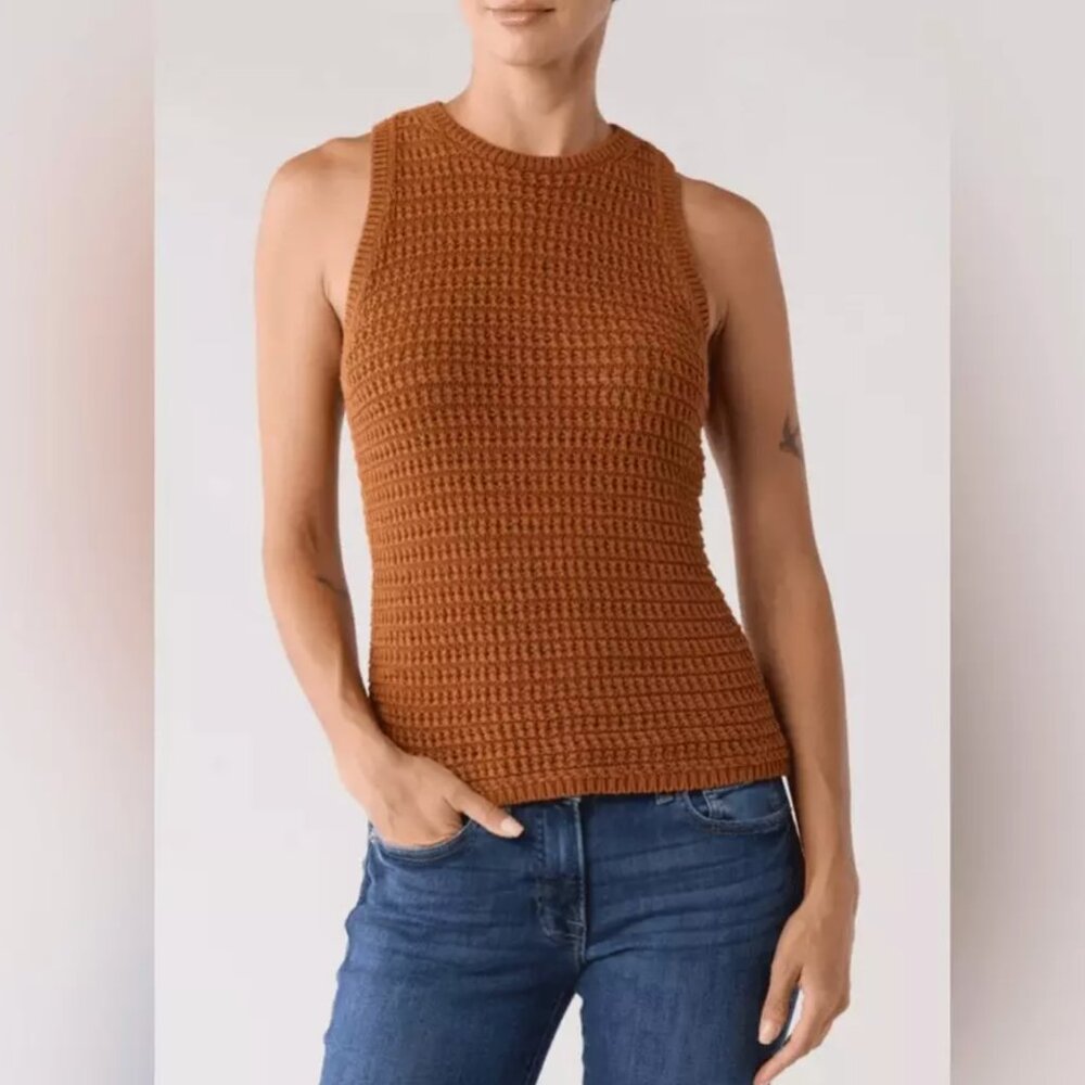 MADEWELL Portman Cotton Crochet Tank in Warm Coffee, S